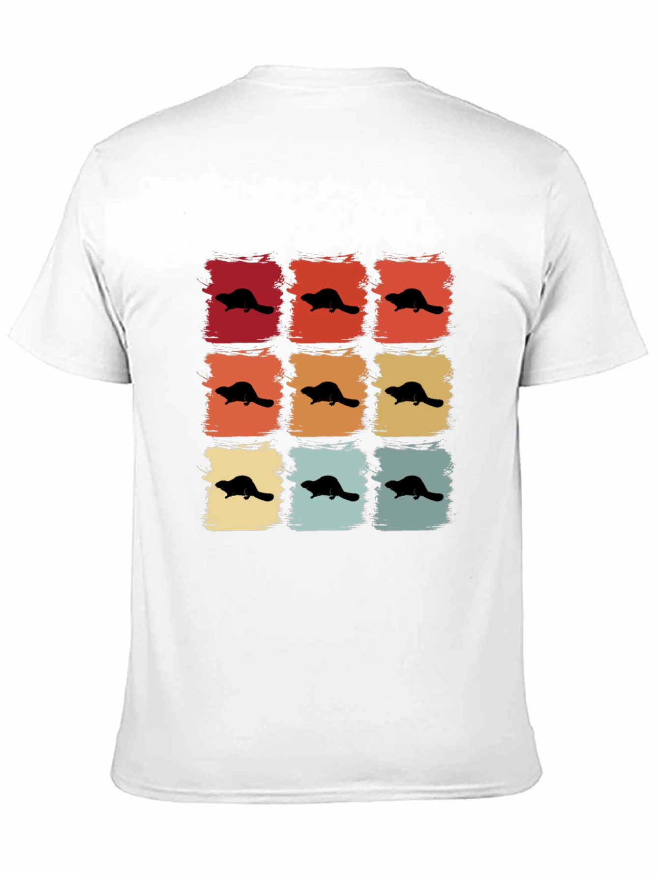 Retro Beaver Pattern T-Shirt