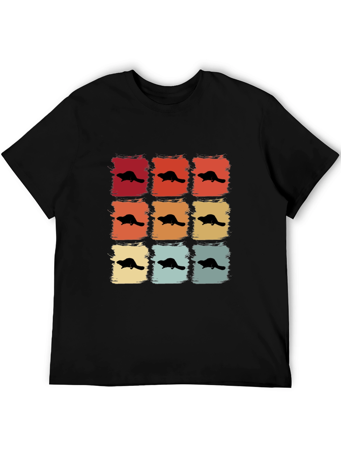 Retro Beaver Pattern T-Shirt