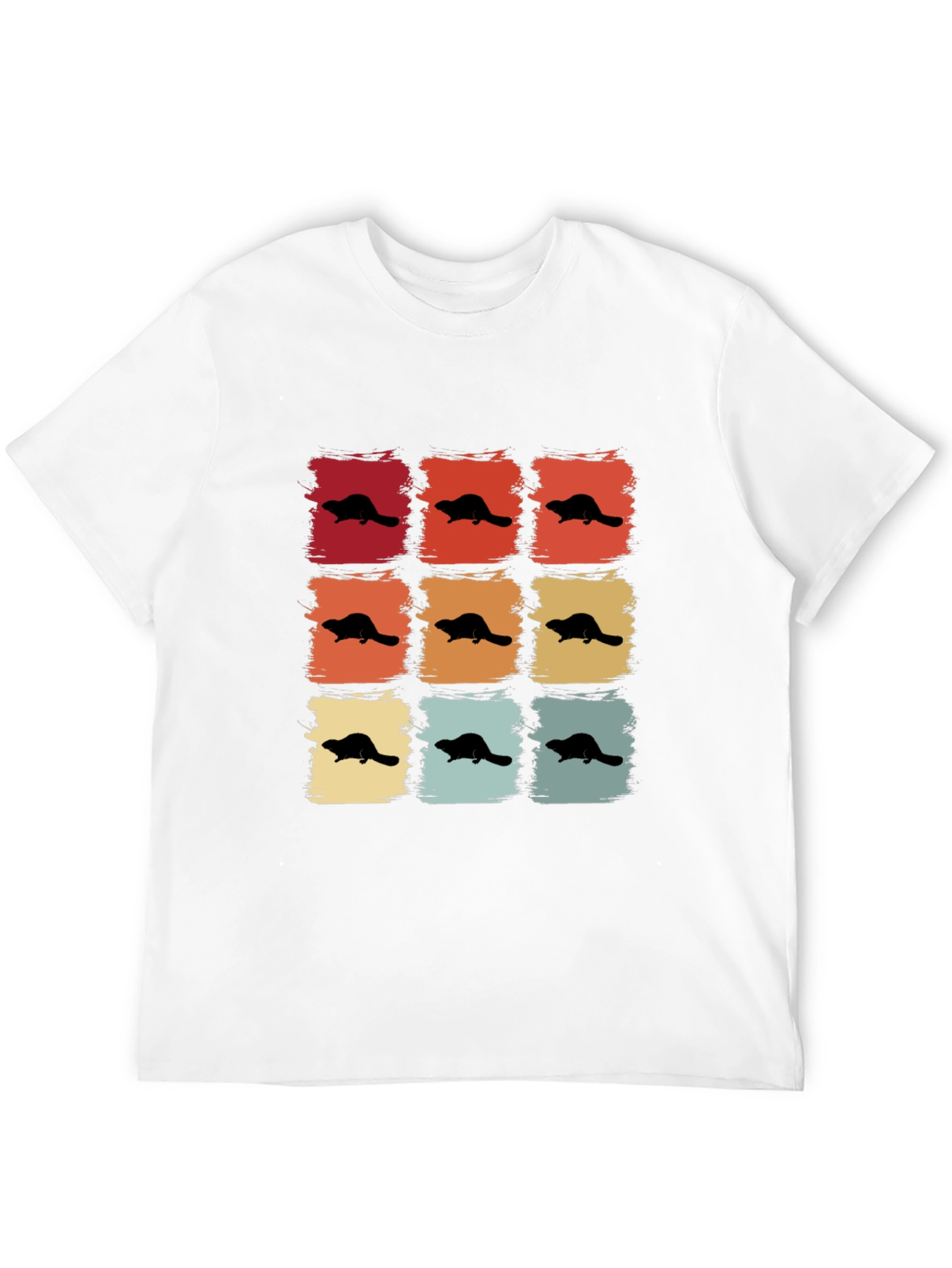 Retro Beaver Pattern T-Shirt