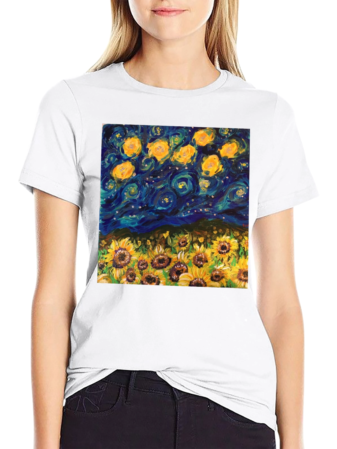 Starry Night Sunflowers Graphic Tee