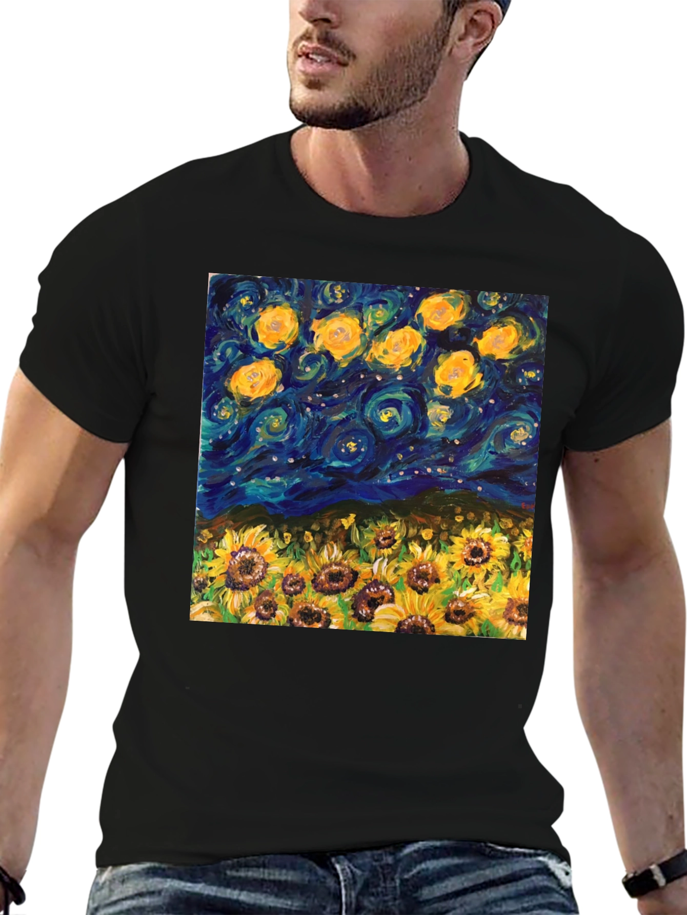 Starry Night Sunflowers Graphic Tee