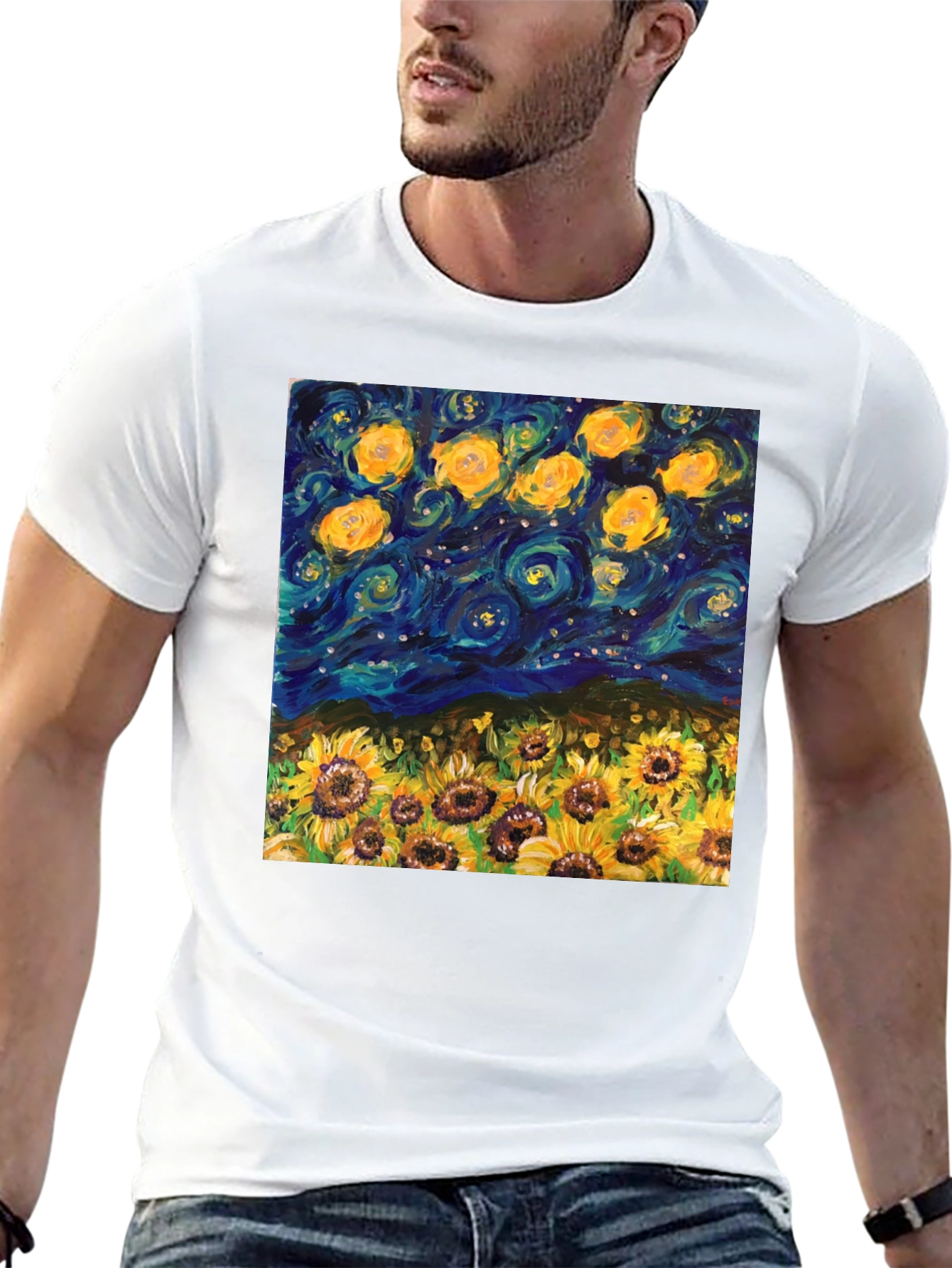 Starry Night Sunflowers Graphic Tee