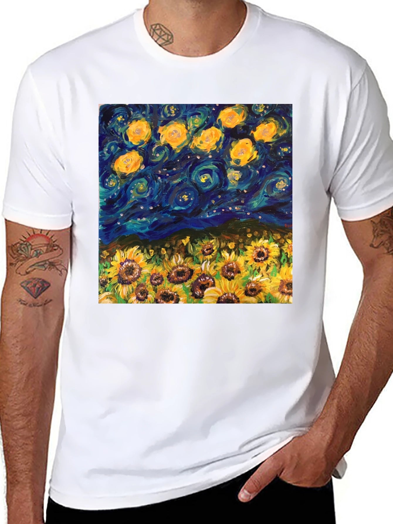 Starry Night Sunflowers Graphic Tee