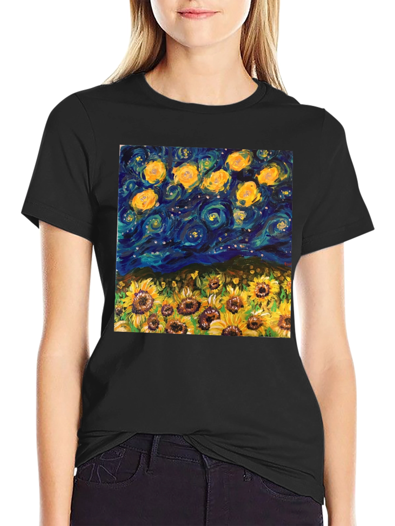 Starry Night Sunflowers Graphic Tee