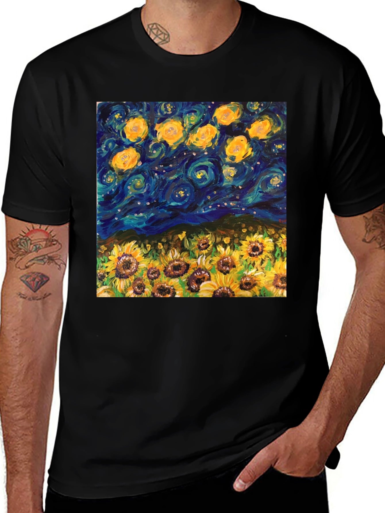 Starry Night Sunflowers Graphic Tee