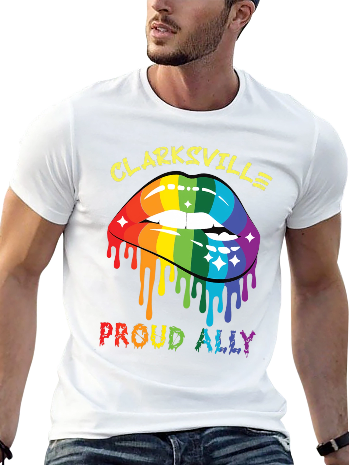 Clarksville Proud Ally Rainbow Lips Graphic T-Shirt