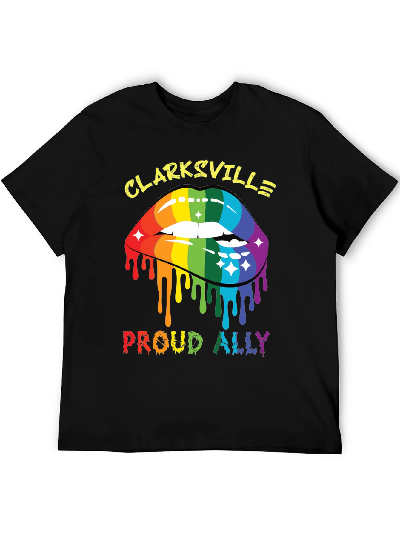 Clarksville Proud Ally Rainbow Lips Graphic T-Shirt