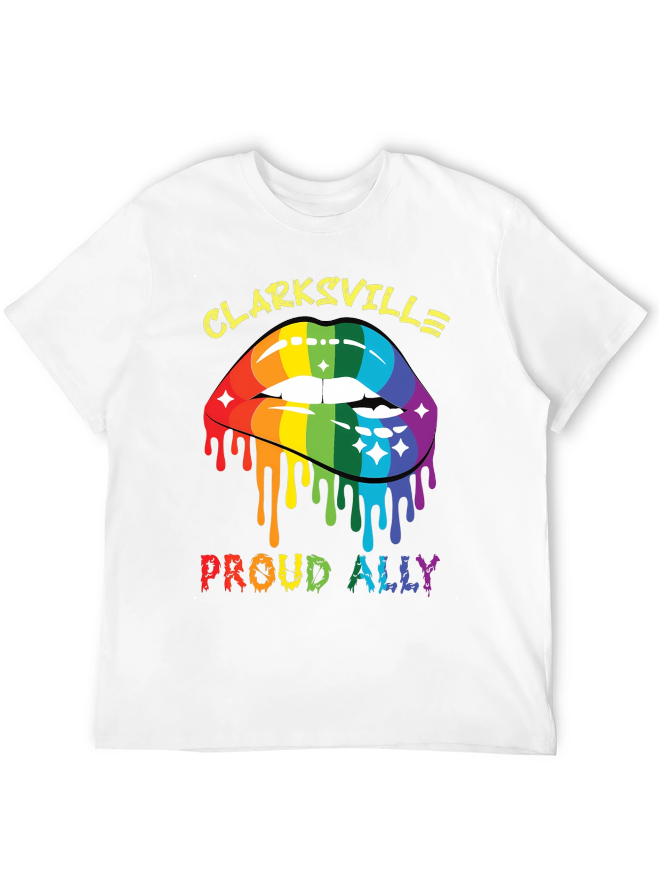 Clarksville Proud Ally Rainbow Lips Graphic T-Shirt