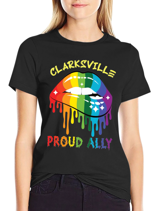 Clarksville Proud Ally Rainbow Lips Graphic T-Shirt