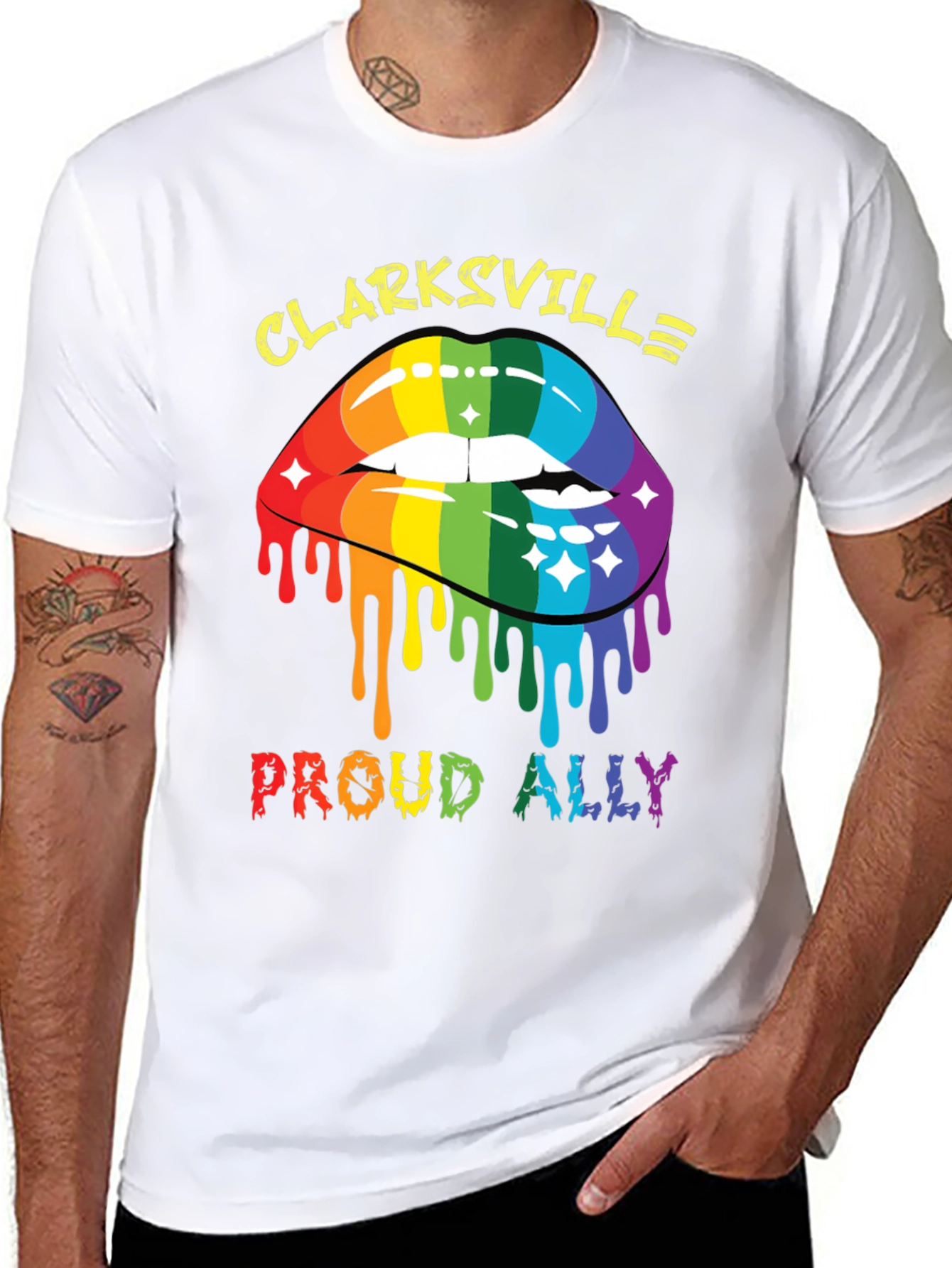 Clarksville Proud Ally Rainbow Lips Graphic T-Shirt