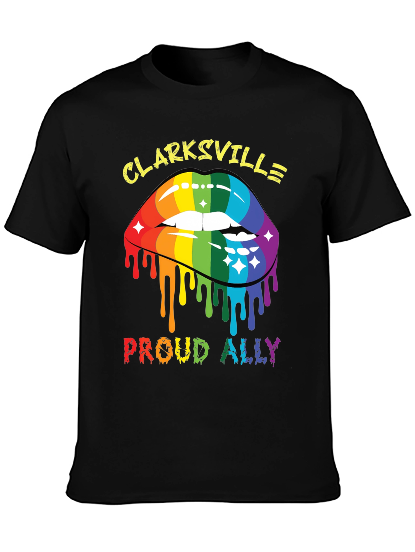 Clarksville Proud Ally Rainbow Lips Graphic T-Shirt