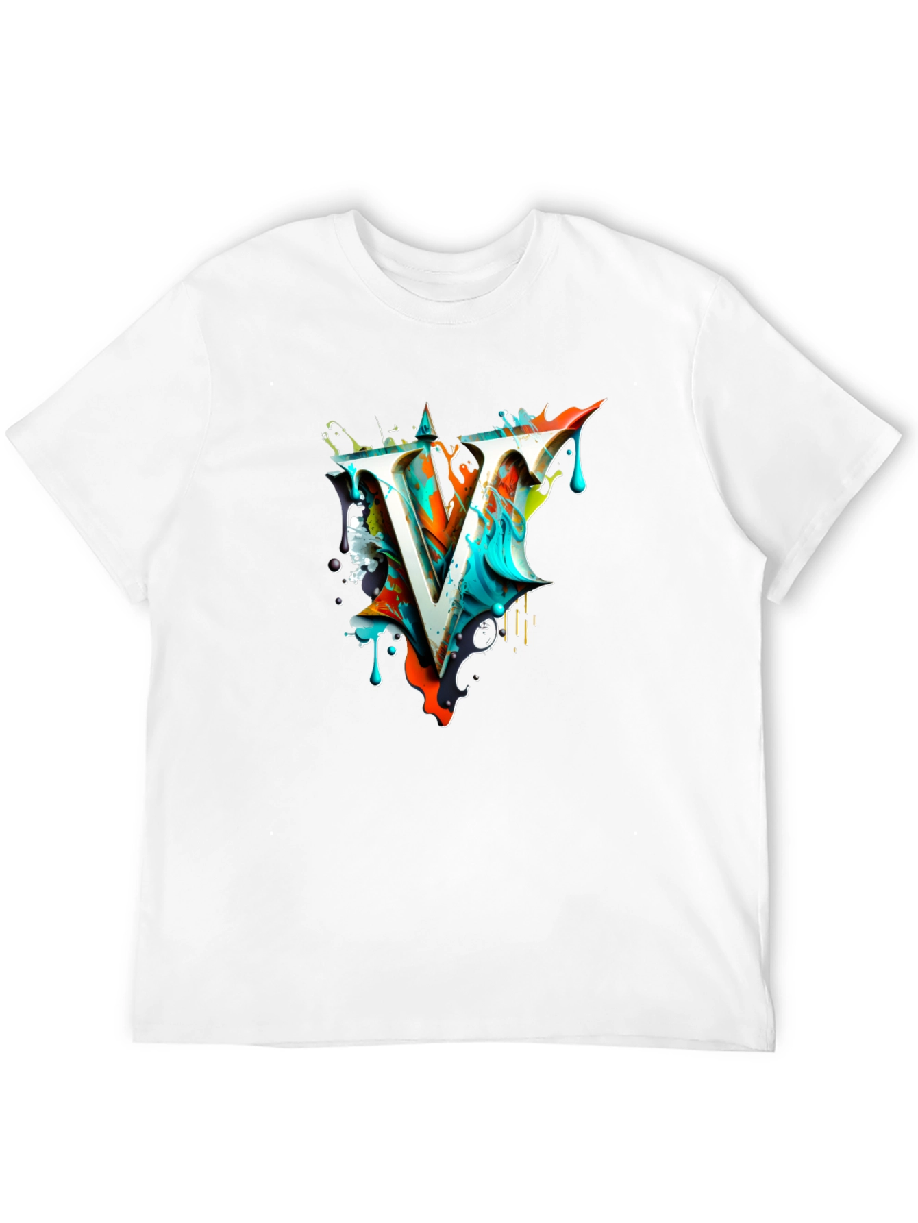 Abstract V Letter Black T-Shirt