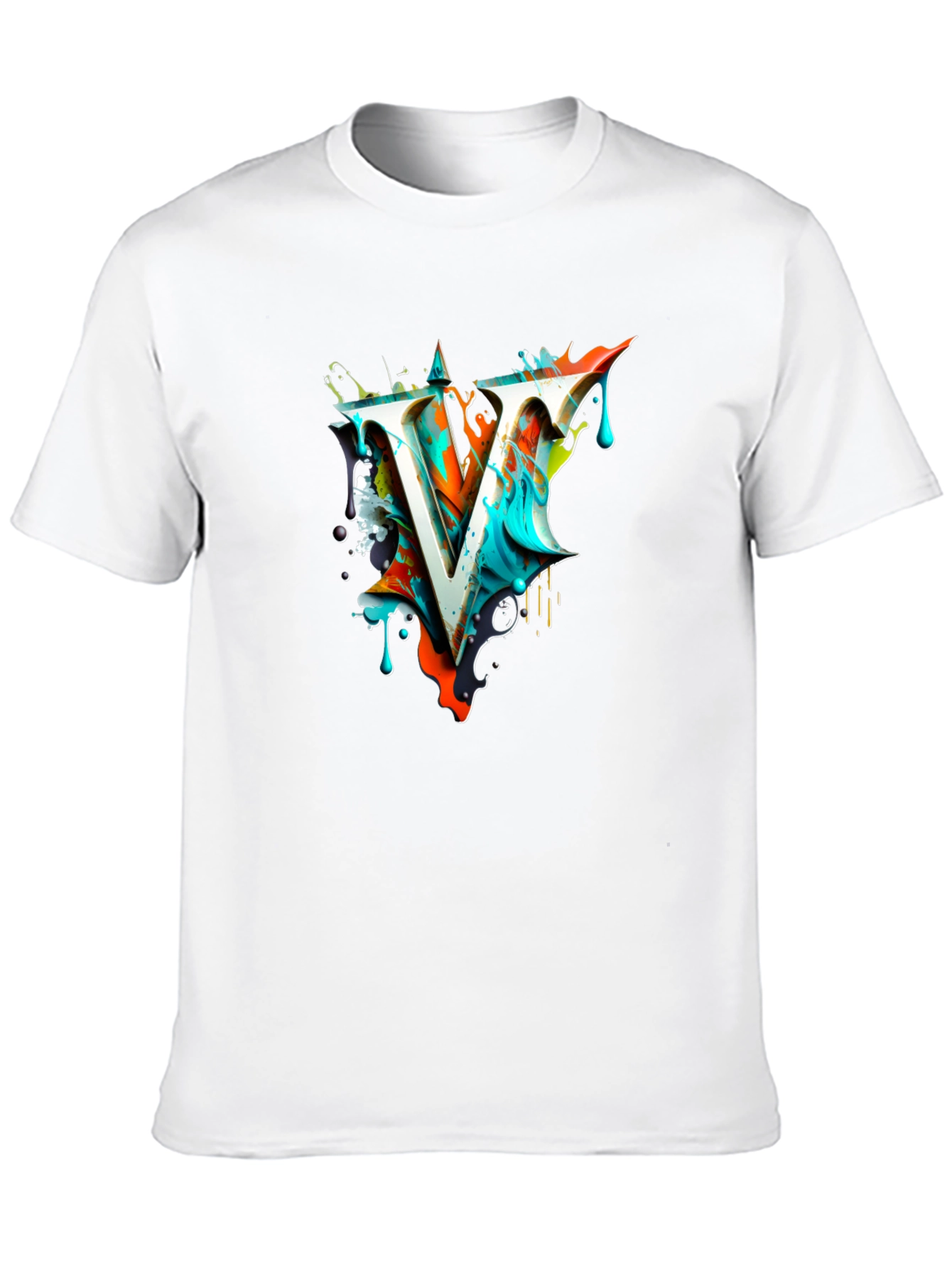 Abstract V Letter Black T-Shirt