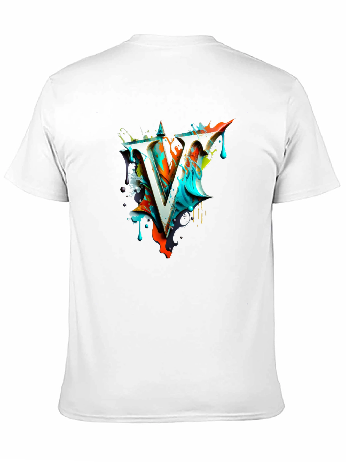 Abstract V Letter Black T-Shirt