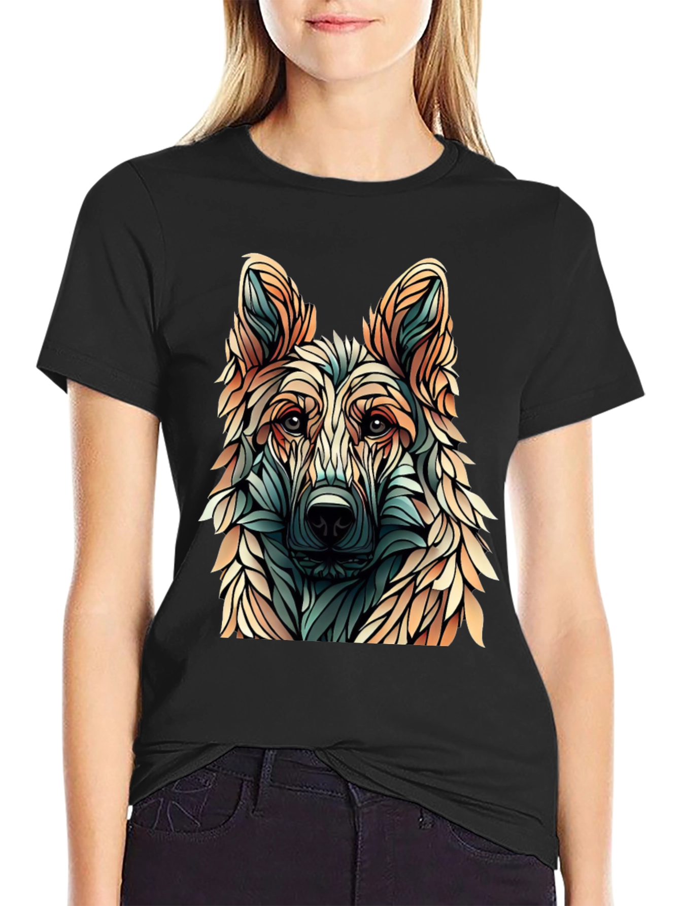 Abstract Dog Graphic T-Shirt - Stylish Canine Design