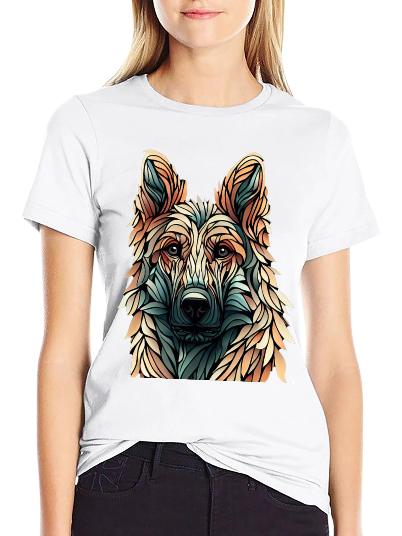 Abstract Dog Graphic T-Shirt - Stylish Canine Design