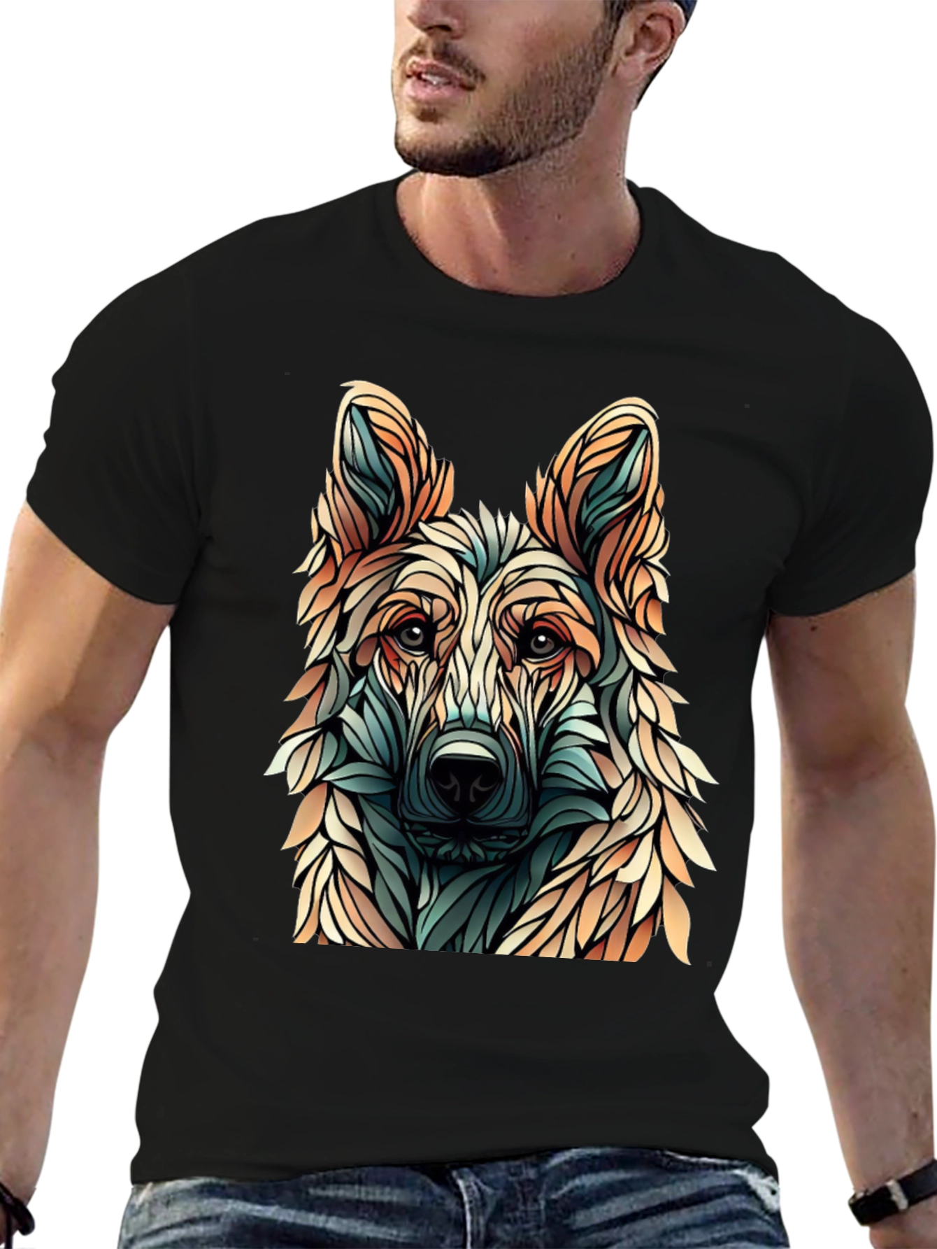 Abstract Dog Graphic T-Shirt - Stylish Canine Design