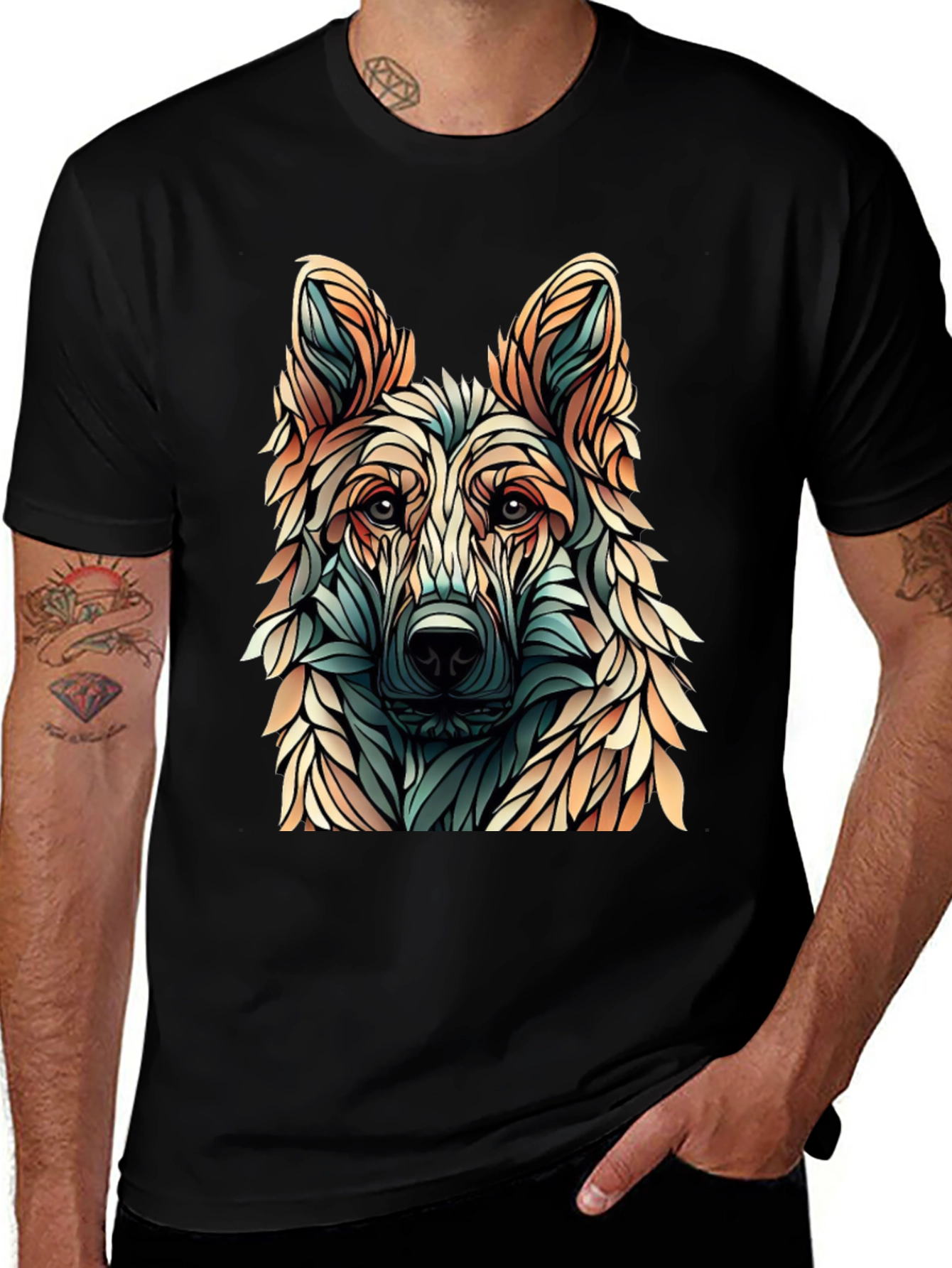 Abstract Dog Graphic T-Shirt - Stylish Canine Design
