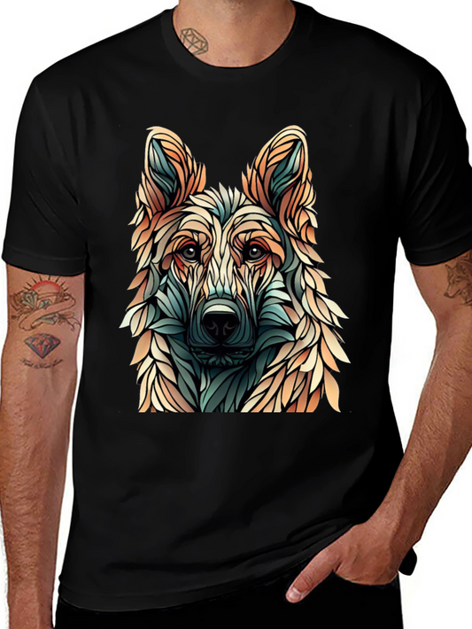 Abstract Dog Graphic T-Shirt - Stylish Canine Design