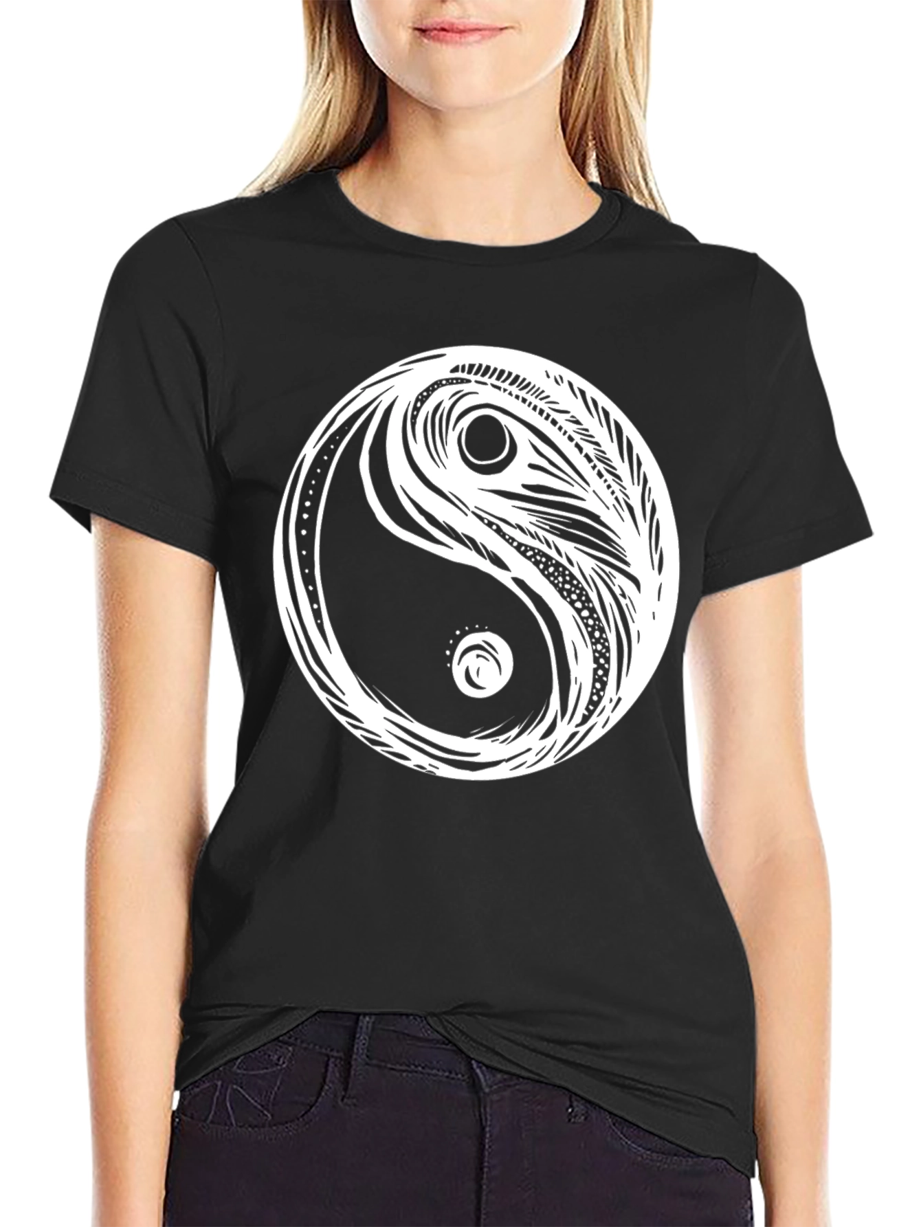 Yin Yang Graphic Tee - Classic Black Cotton T-Shirt