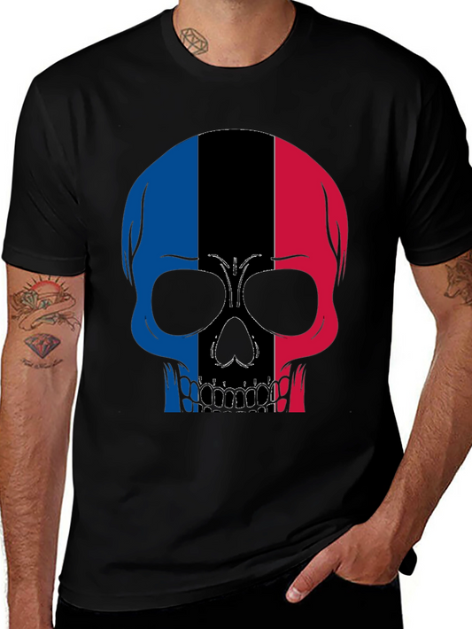 Skull France Flag Graphic T-Shirt