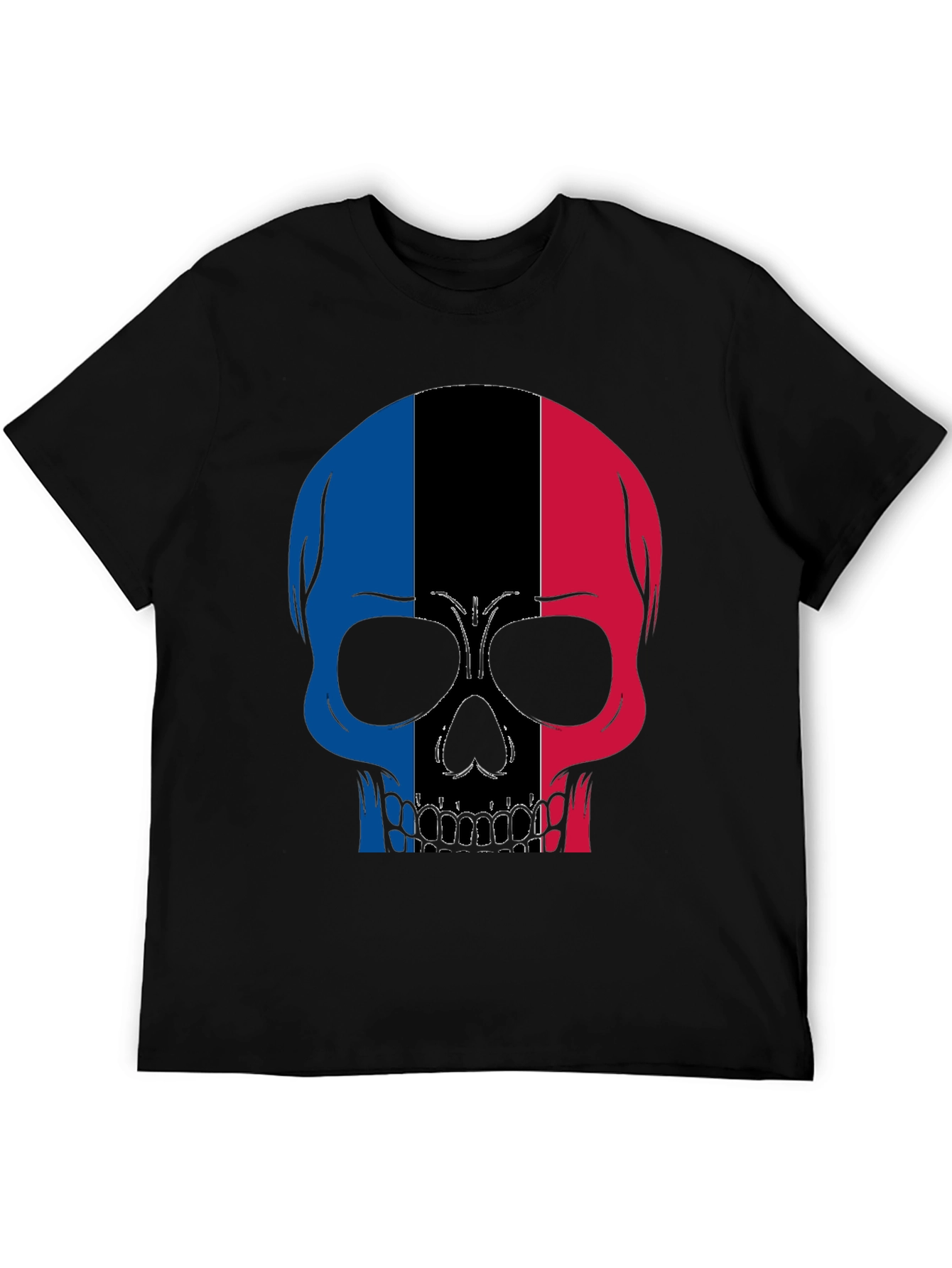 Skull France Flag Graphic T-Shirt