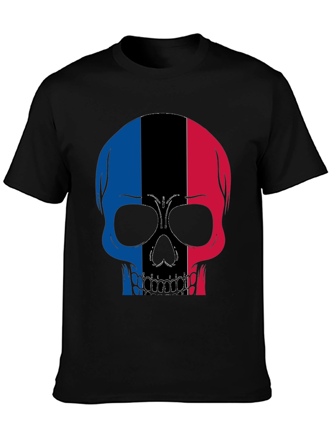 Skull France Flag Graphic T-Shirt