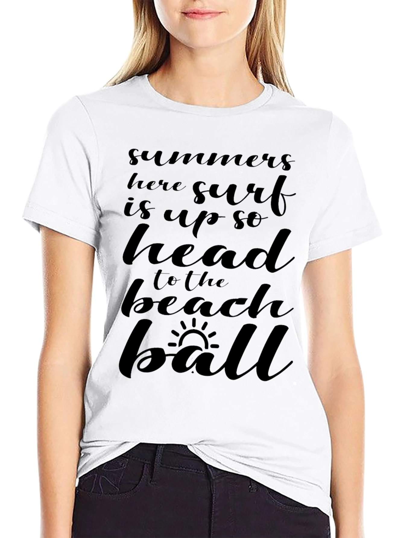 Summer Surf Beach Ball Black Graphic Tee