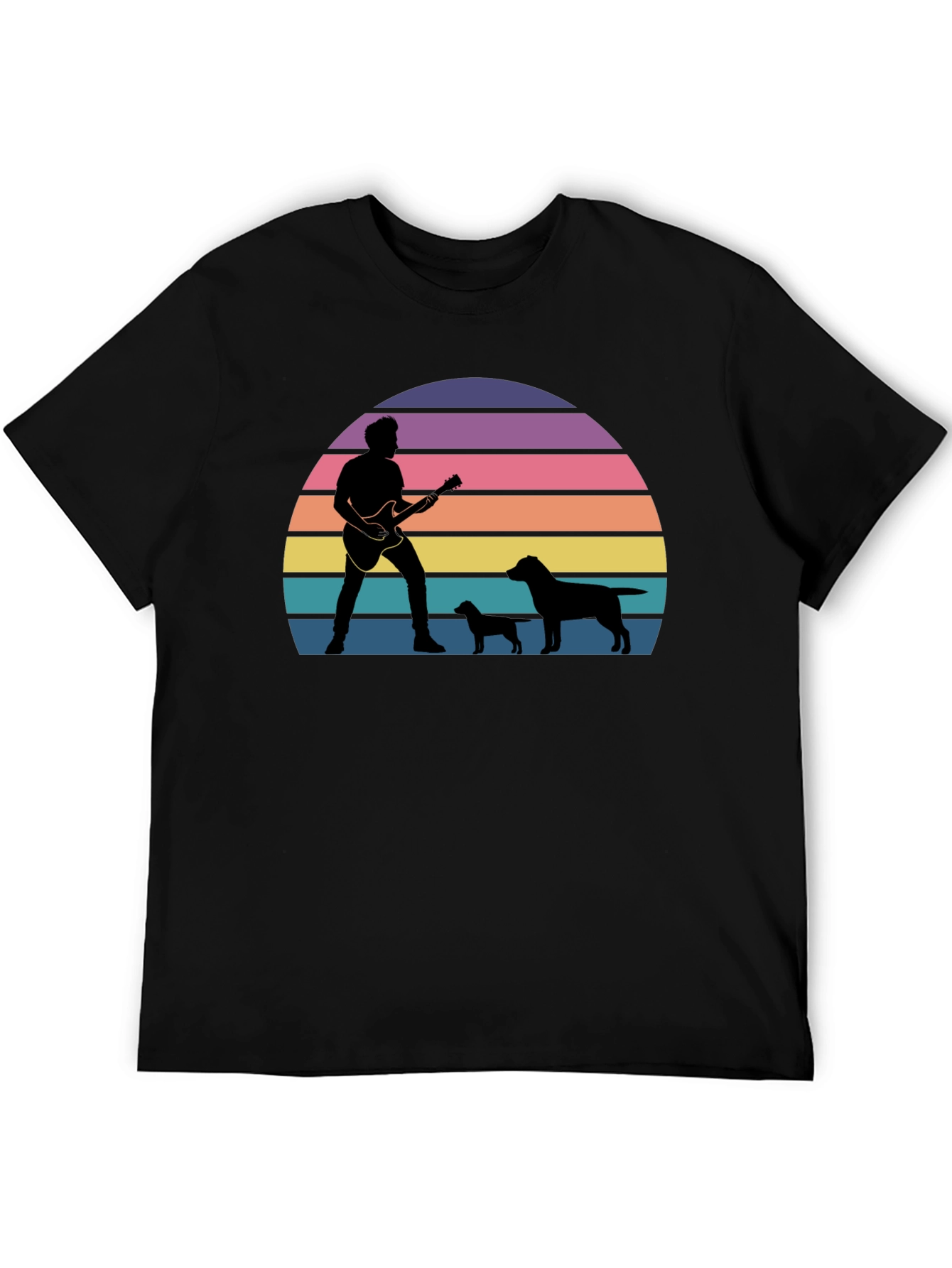Guitar Man & Dogs Sunset T-Shirt
