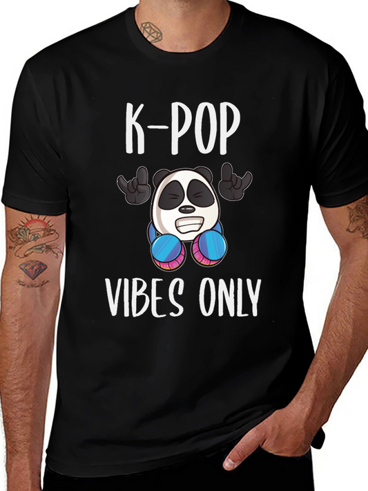 K-Pop Vibes Only Graphic Tee - Panda Design