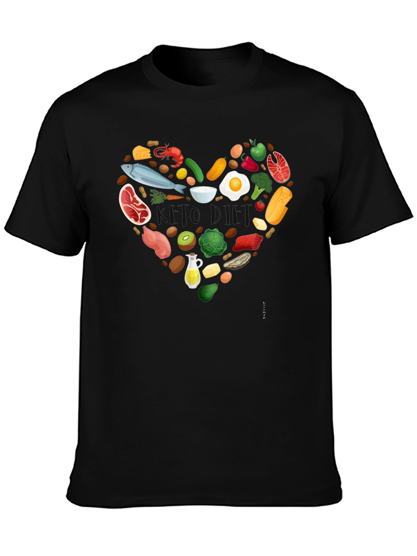 Healthy Food Heart Graphic Tee - Black