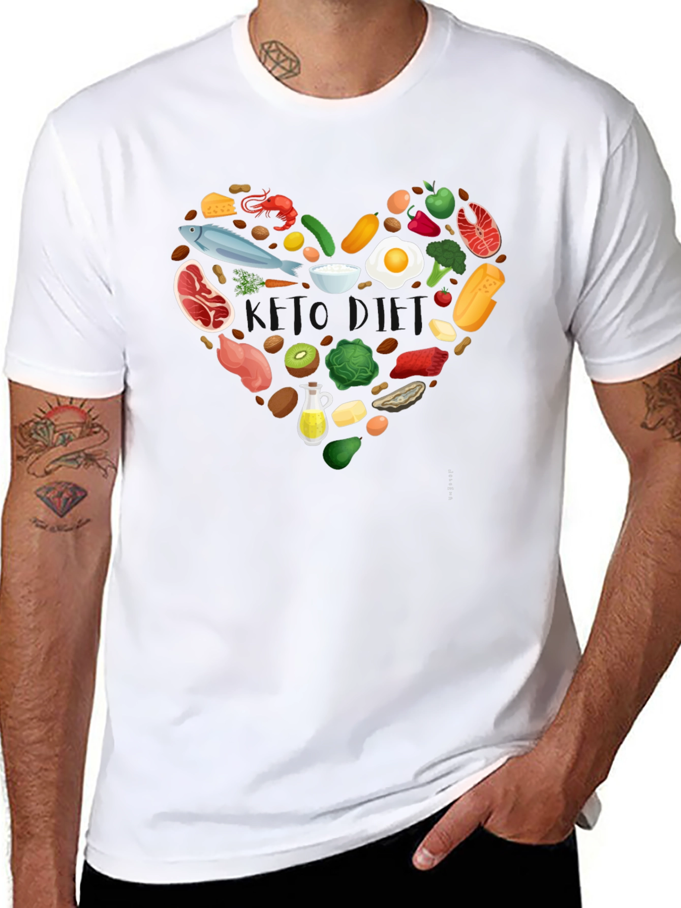 Healthy Food Heart Graphic Tee - Black