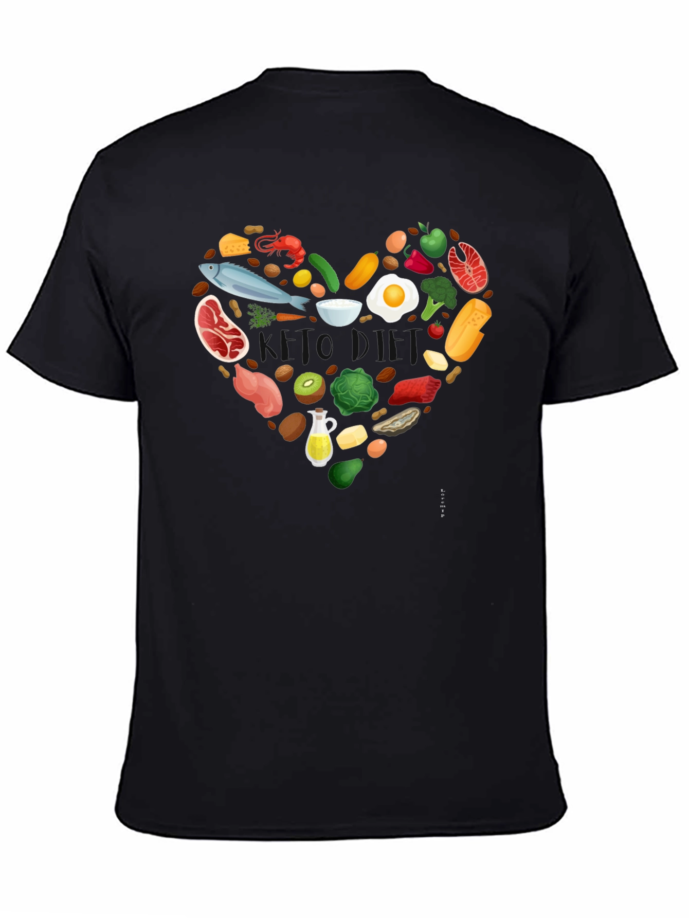 Healthy Food Heart Graphic Tee - Black