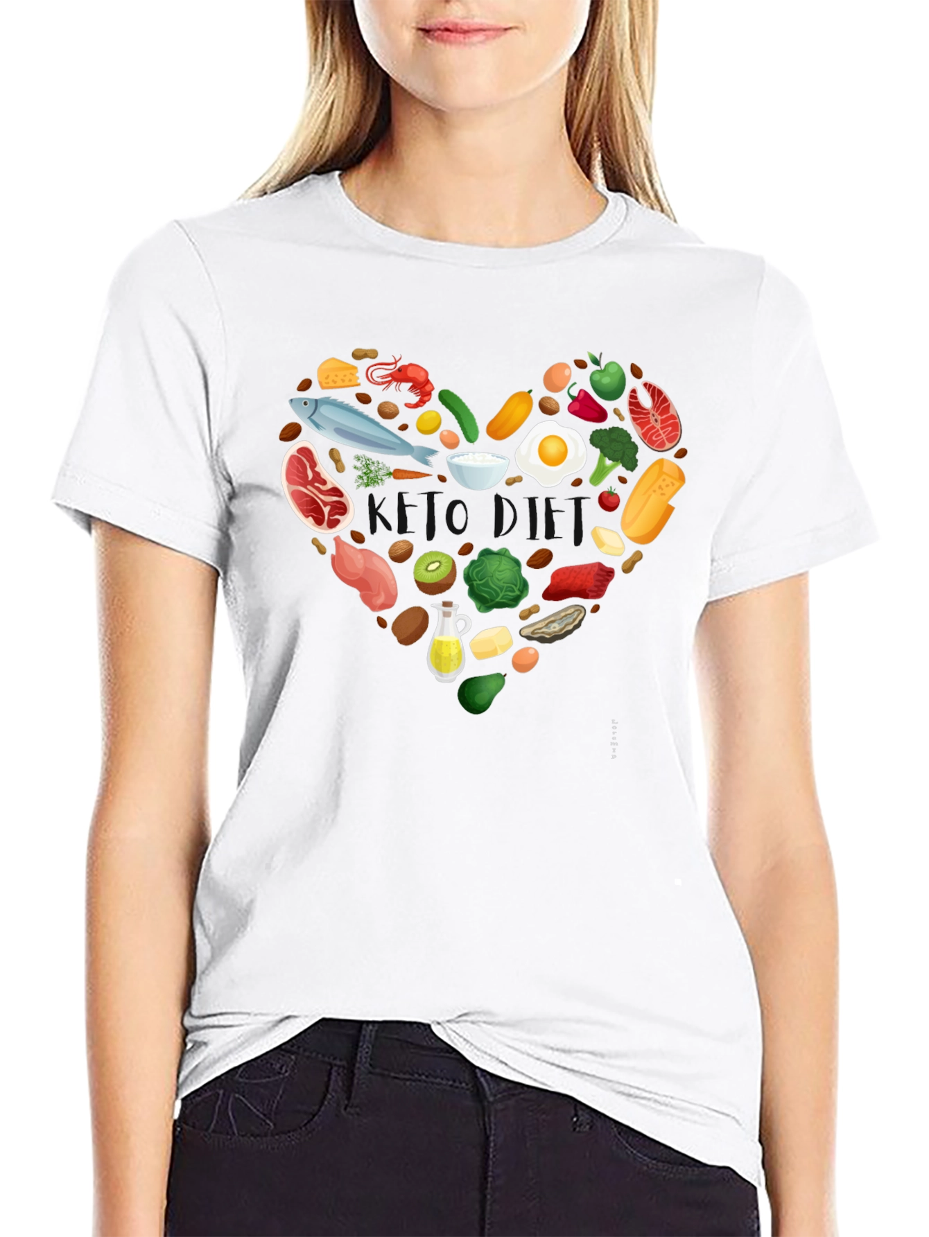 Healthy Food Heart Graphic Tee - Black