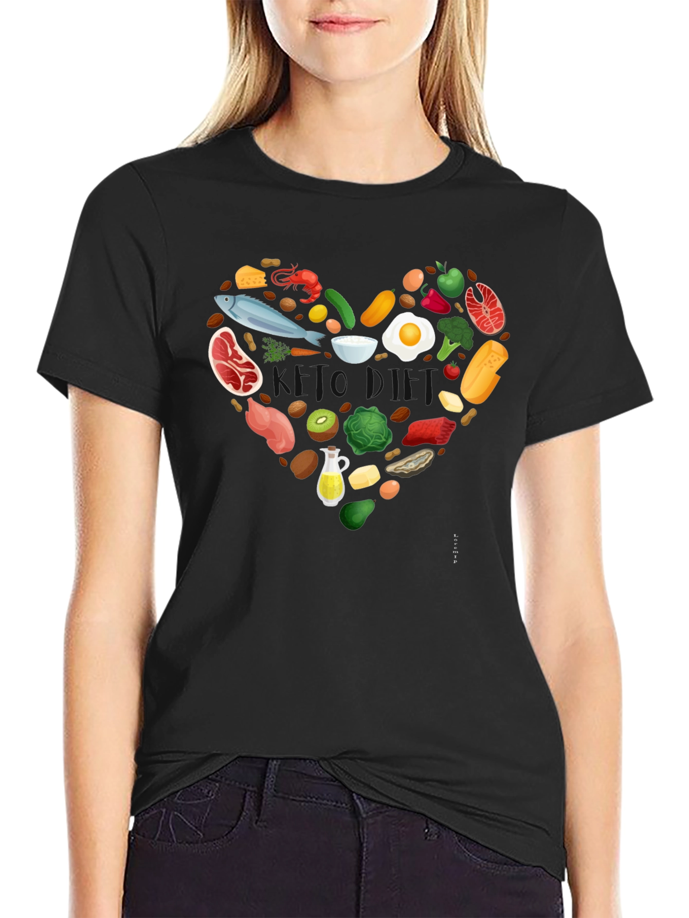 Healthy Food Heart Graphic Tee - Black
