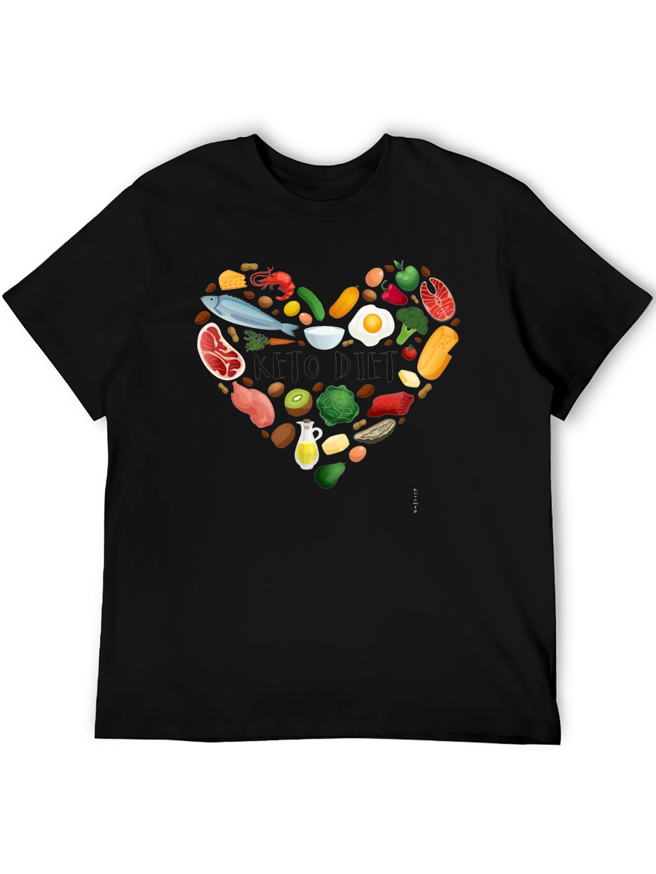 Healthy Food Heart Graphic Tee - Black