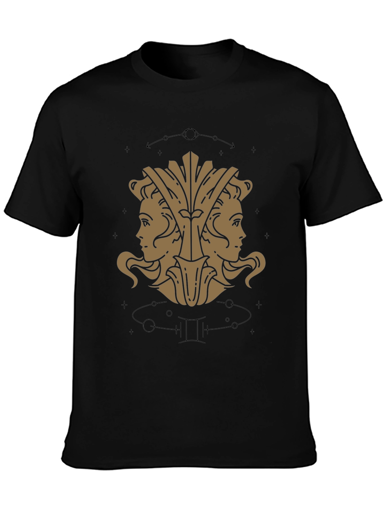 Gemini Zodiac Graphic Tee - Unisex Black T-Shirt