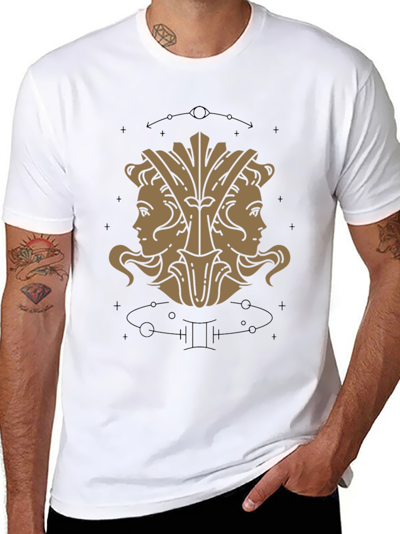 Gemini Zodiac Graphic Tee - Unisex Black T-Shirt