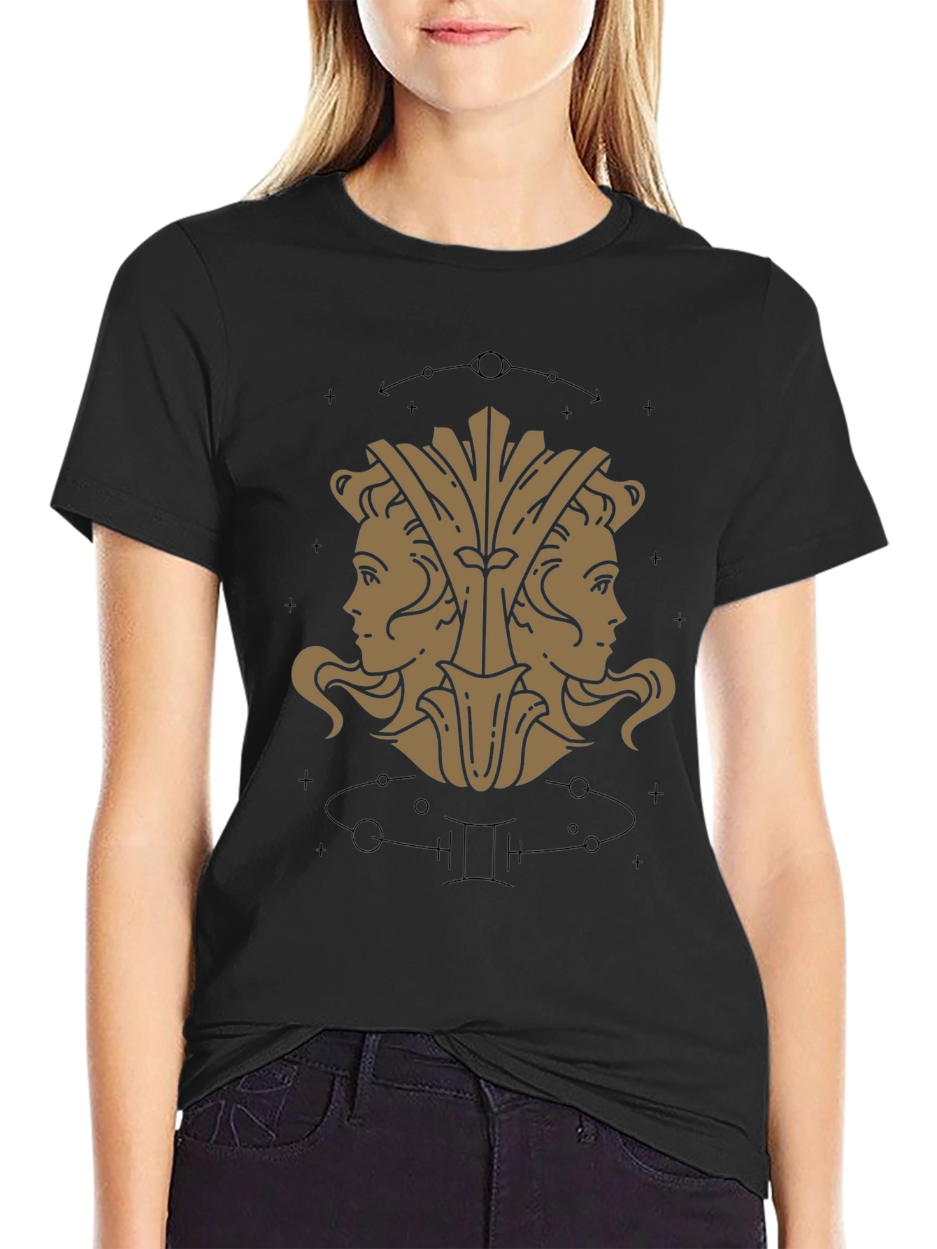 Gemini Zodiac Graphic Tee - Unisex Black T-Shirt