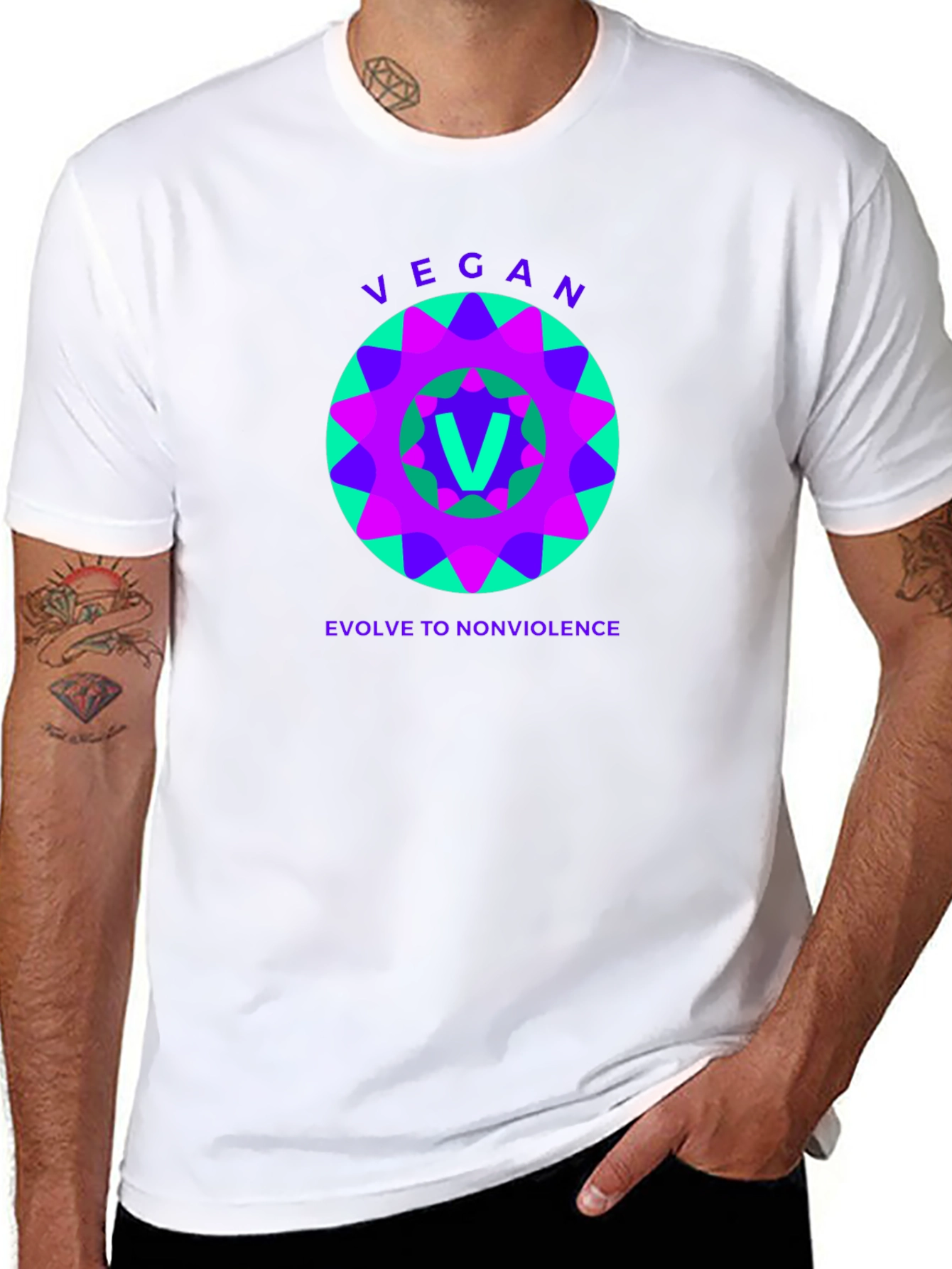 Vegan Evolve to Nonviolence Graphic Tee