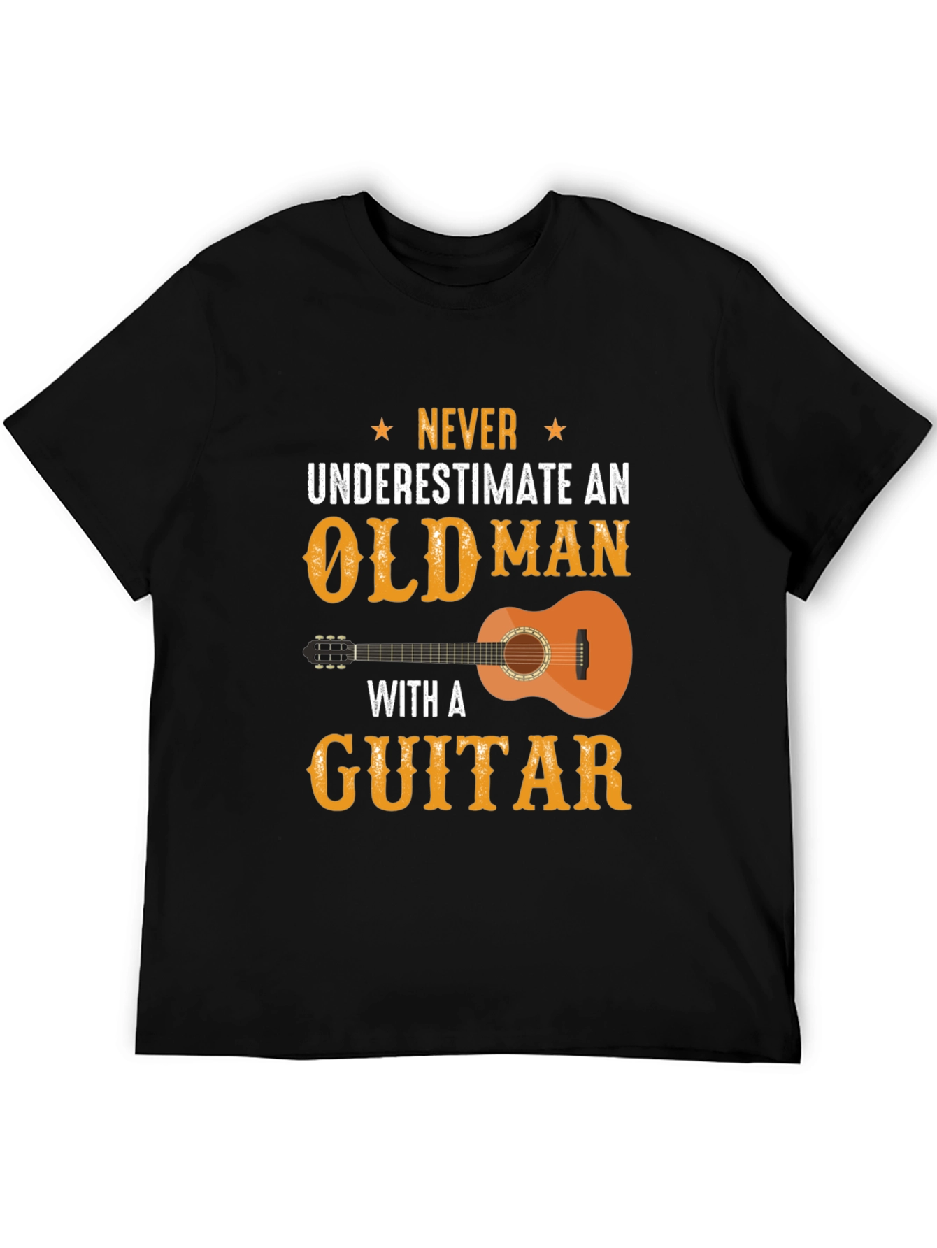 Never Underestimate Old Man with Guitar Graphic Tee