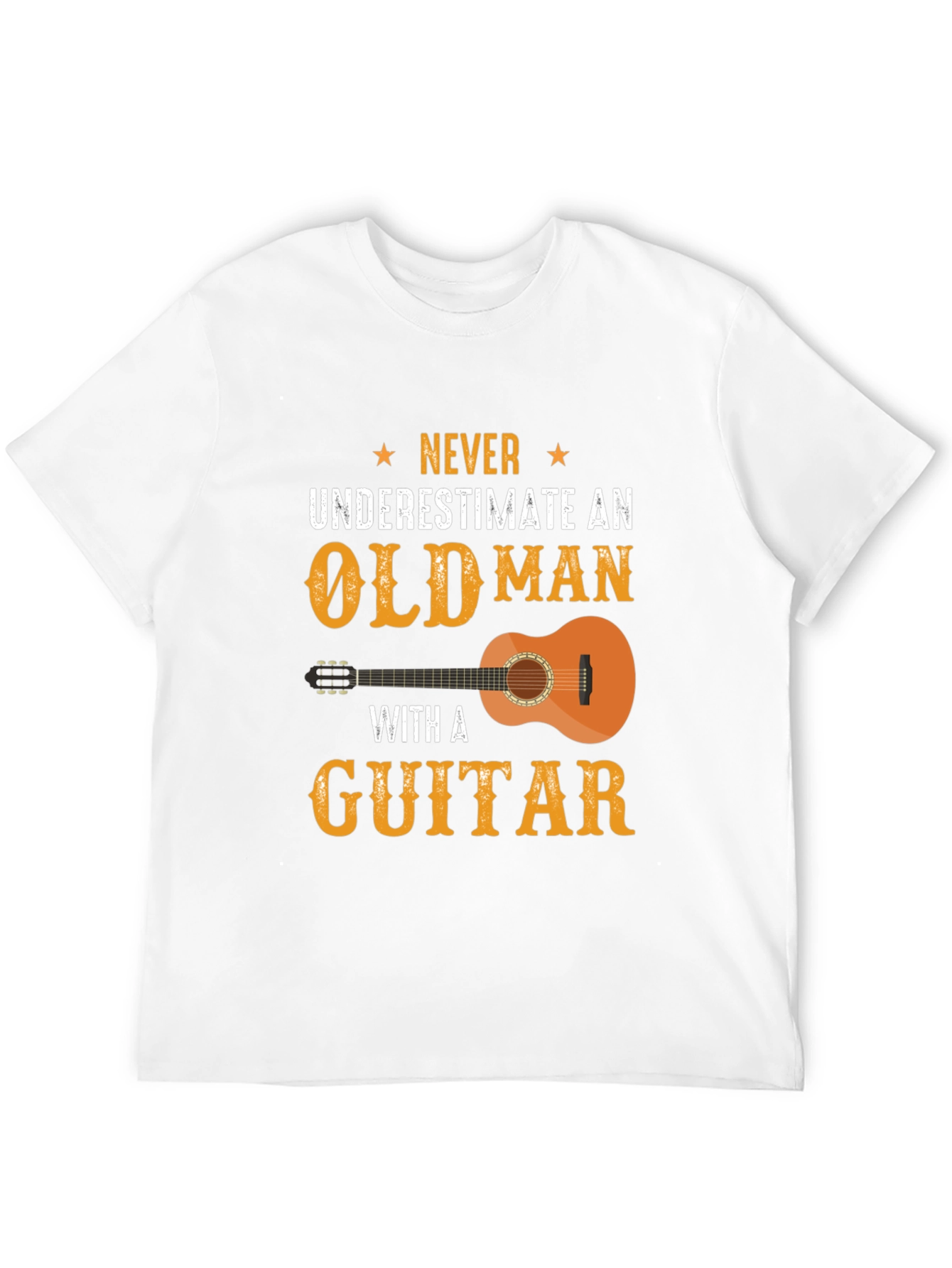 Never Underestimate Old Man with Guitar Graphic Tee