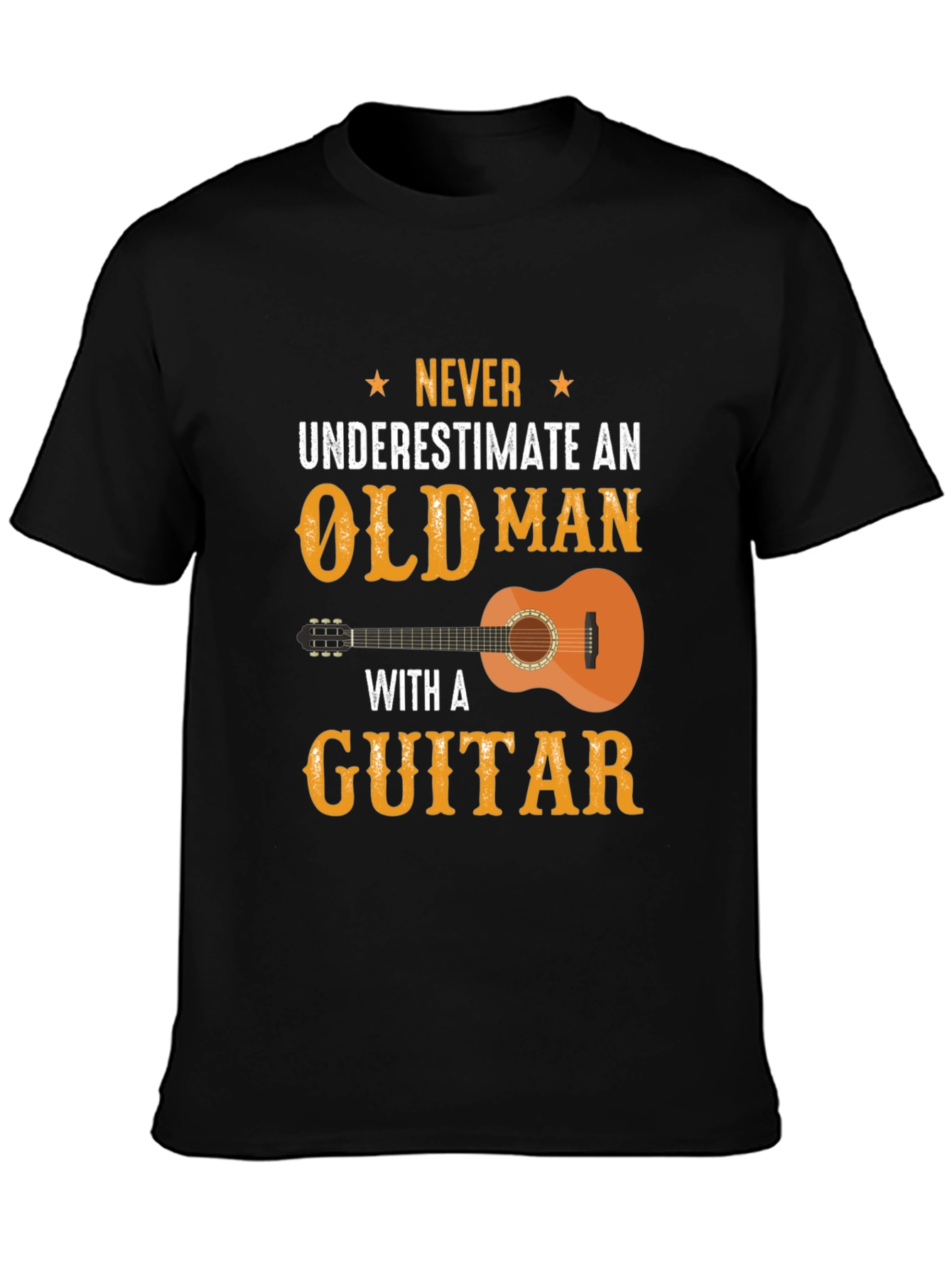 Never Underestimate Old Man with Guitar Graphic Tee