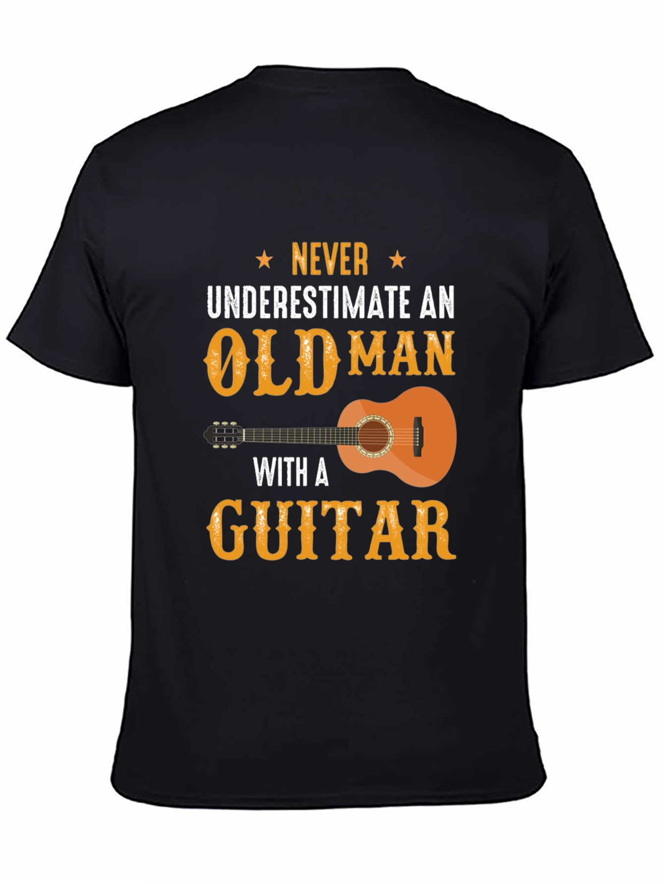 Never Underestimate Old Man with Guitar Graphic Tee