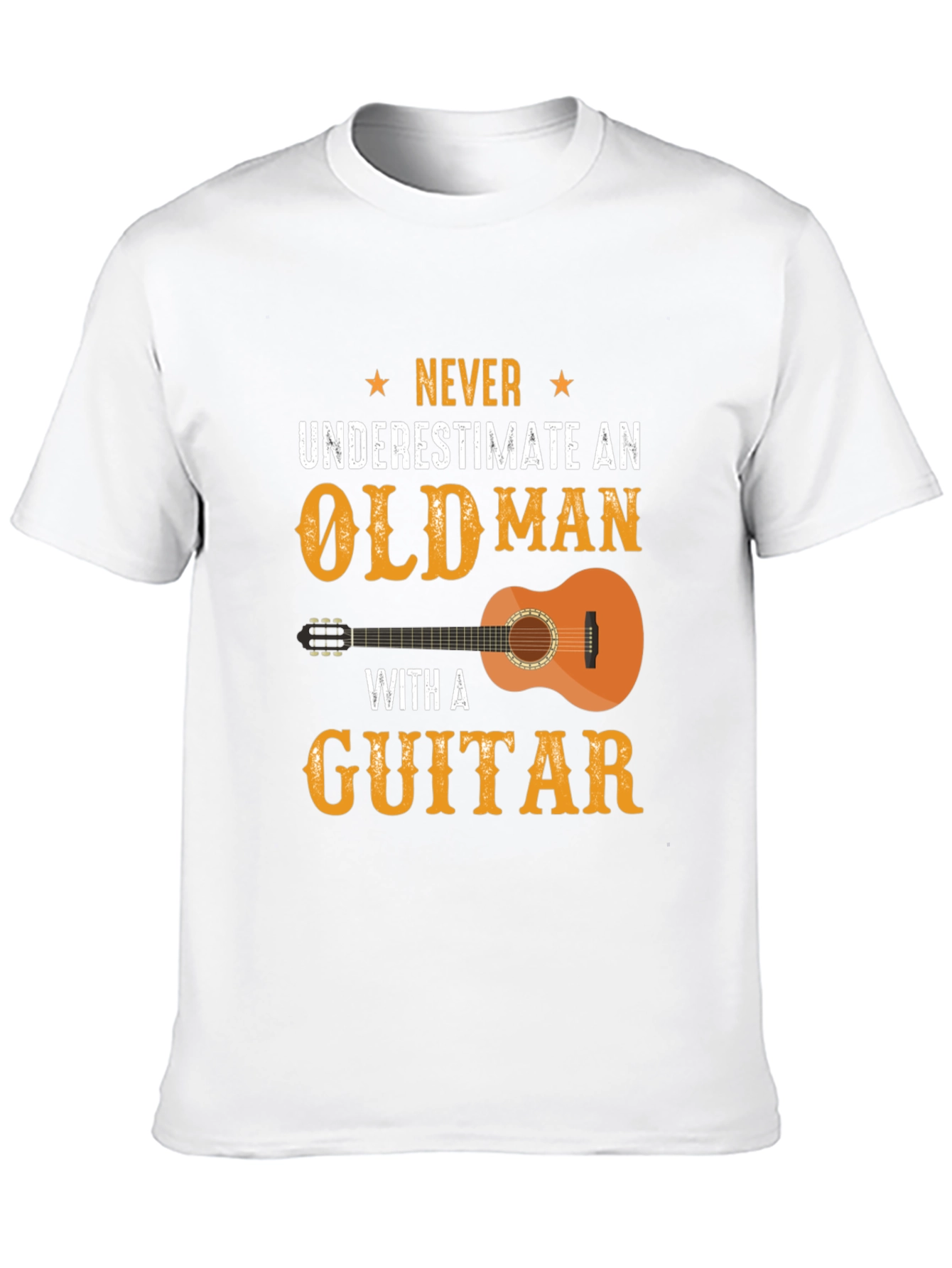 Never Underestimate Old Man with Guitar Graphic Tee