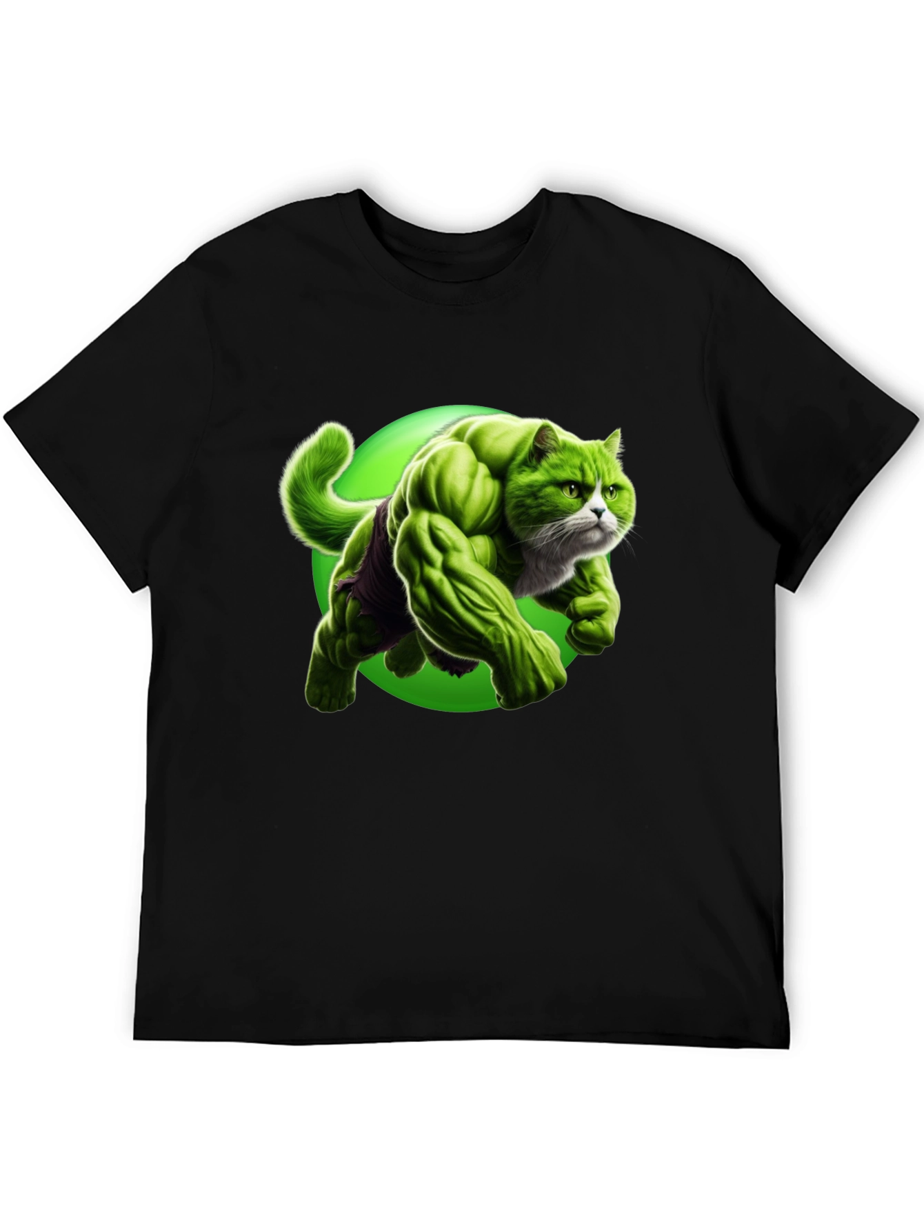 Hulk Cat Graphic T-Shirt - Funny Superhero Tee