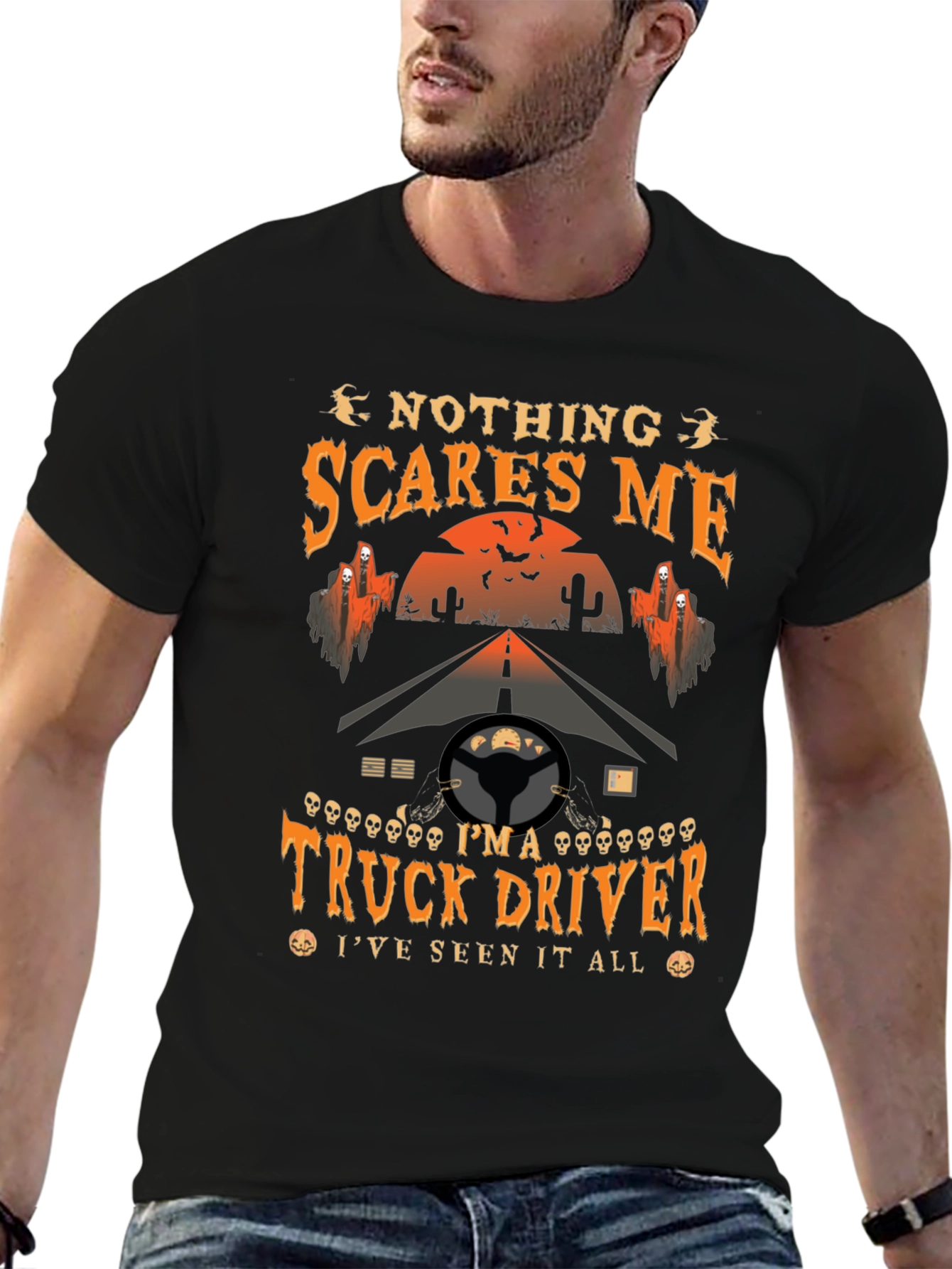 Truck Driver Halloween T-Shirt - Nothing Scares Me Tee