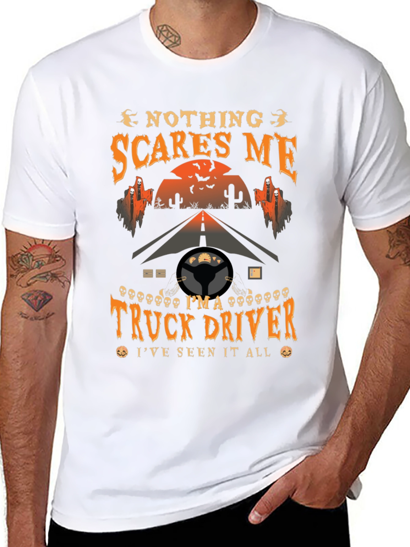 Truck Driver Halloween T-Shirt - Nothing Scares Me Tee