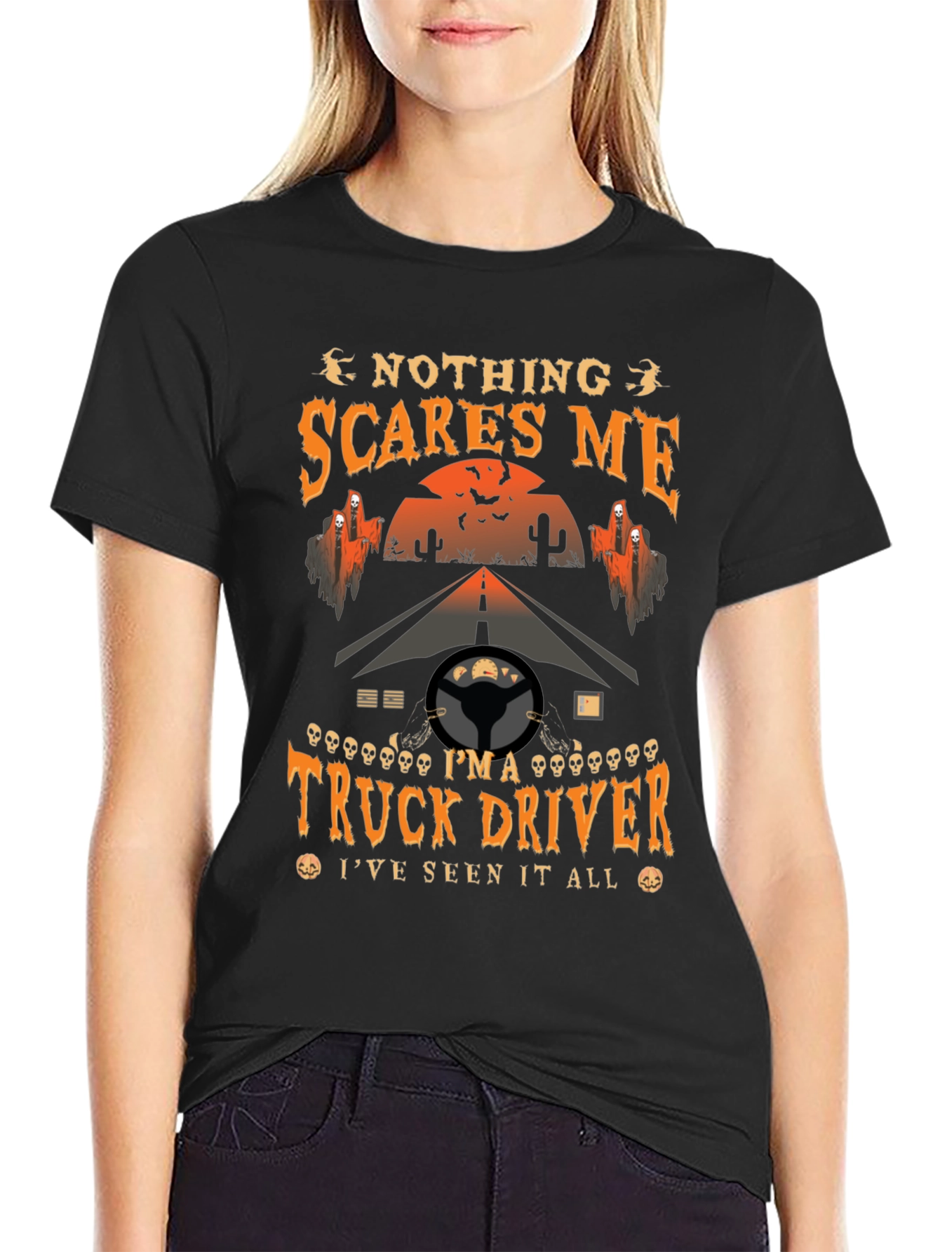 Truck Driver Halloween T-Shirt - Nothing Scares Me Tee