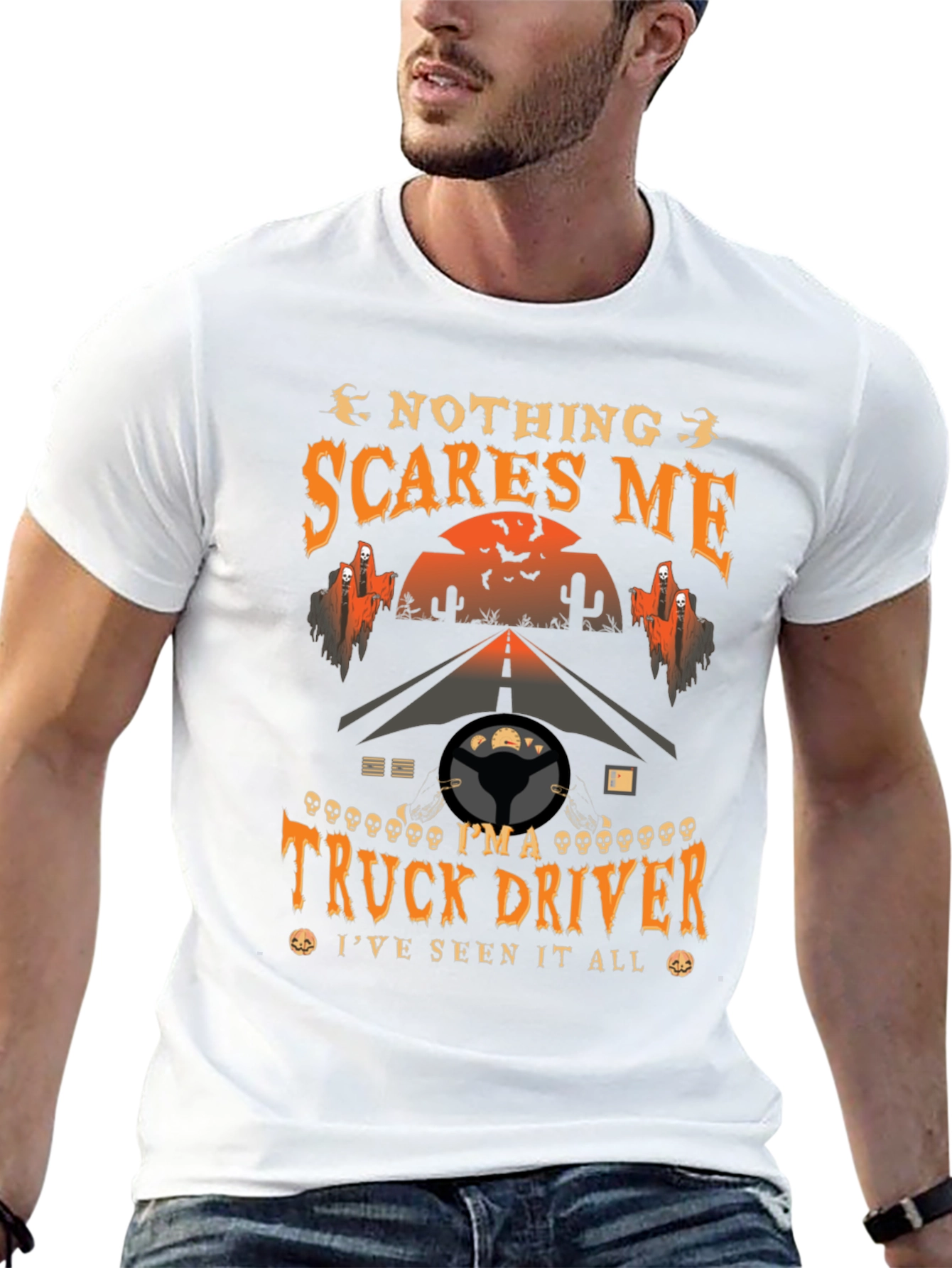 Truck Driver Halloween T-Shirt - Nothing Scares Me Tee